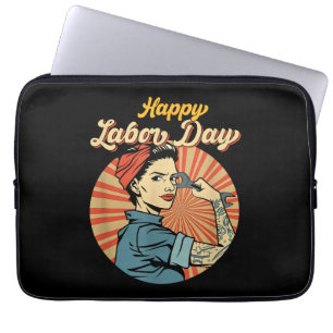 Housse Pour Ordinateur Portable Joyeuse Fille de la Fête du Travail Forte Mouvemen