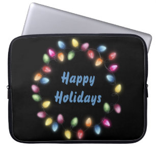 Housse Pour Ordinateur Portable Joyeuses fêtes Colorées et Festives lumières de No