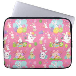 Housse Pour Ordinateur Portable Joyeuses Pâques - Motif Lapin Drôle et Œufs