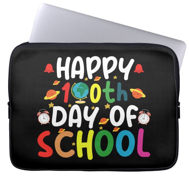 Housse Pour Ordinateur Portable Joyeux 100e jour d'école enseignant élève (Devant)