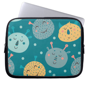 Housse Pour Ordinateur Portable Joyeux Aliens face Turquoise