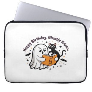 Housse Pour Ordinateur Portable Joyeux anniversaire Ghost Cat PNG - Éffrayant Cute