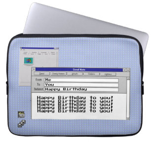 Housse Pour Ordinateur Portable Joyeux Anniversaire Personnalisé Windows 95 Thème