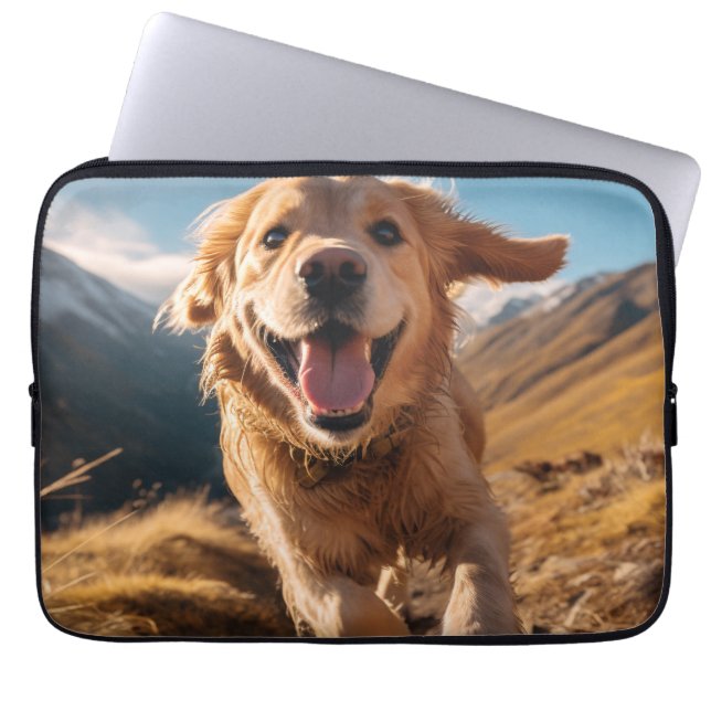 Housse Pour Ordinateur Portable Joyeux Golden Retriever en cours (Devant)