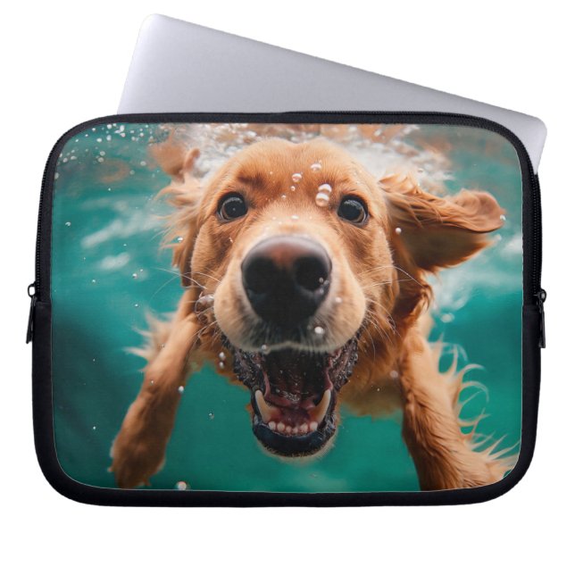 Housse Pour Ordinateur Portable Joyeux Golden Retriever nager sous l'eau (Devant)