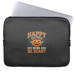 Housse Pour Ordinateur Portable Joyeux Halloween Citrouille Manger Boire Être Effr