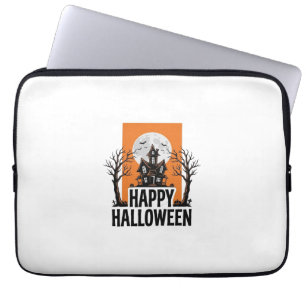 Housse Pour Ordinateur Portable Joyeux Halloween Maison Hantée Graphique Vintage_1
