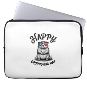 Housse Pour Ordinateur Portable Joyeux jour de la marmotte vintage gravure concept