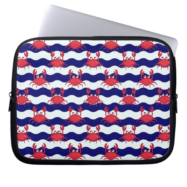 Housse Pour Ordinateur Portable Joyeux Motif de crabes (Devant)