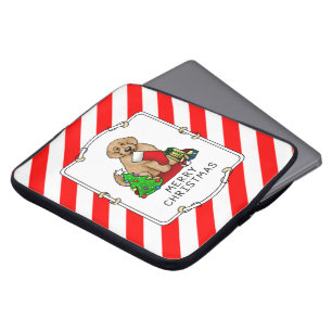Housse Pour Ordinateur Portable Joyeux Noël 2 Goldendoodle (rouge doré) mignonne