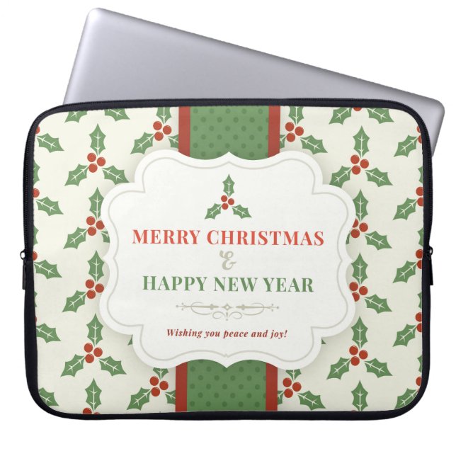 Housse Pour Ordinateur Portable Joyeux Noël et Bonne Année (Devant)