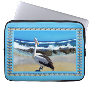 Housse Pour Ordinateur Portable Joyeux Pelican À La Plage, Manche Ordinateur Porta