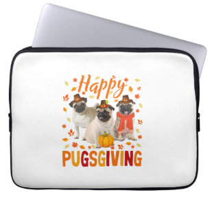 Housse Pour Ordinateur Portable Joyeux Pugsgiving mignon Thanksgiving Carlin Chien