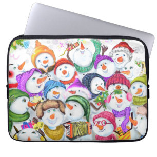 Housse Pour Ordinateur Portable Joyeux Snowmans Laptop Sleeve Cadeau