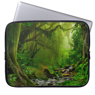 Housse Pour Ordinateur Portable jungle népalaise avec rivière, forêt, sol, rivière