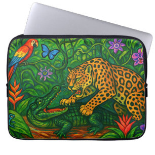 Housse Pour Ordinateur Portable "Jungle Rivals" - Portrait coloré de la faune