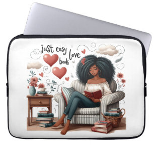 Housse Pour Ordinateur Portable Just Easy Love Book, African American Girl Reading