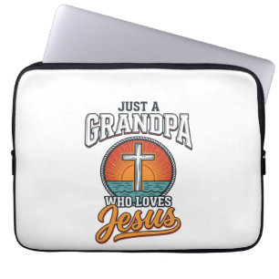 Housse Pour Ordinateur Portable Juste un grand-père qui aime Jésus Vintage Cross S