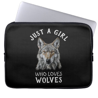 Housse Pour Ordinateur Portable Juste une fille qui aime les loups