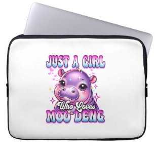 Housse Pour Ordinateur Portable Juste une fille qui aime Moo Deng Cute Baby hippo