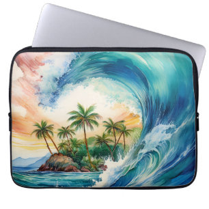 Housse Pour Ordinateur Portable Kai Aloha Motu Watercolor Wetsuit