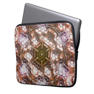 Housse Pour Ordinateur Portable Kaléidoscope brun précoce d'hexagones se chevaucha