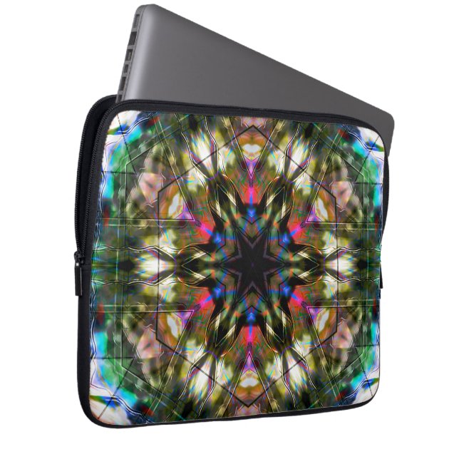 Housse Pour Ordinateur Portable Kaléidoscope foncé en acrylique (Devant droit)