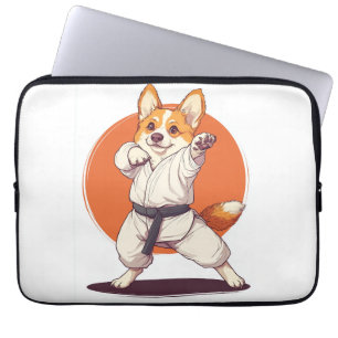 Housse Pour Ordinateur Portable Karate Corgi � Chien d'Arts Martiaux