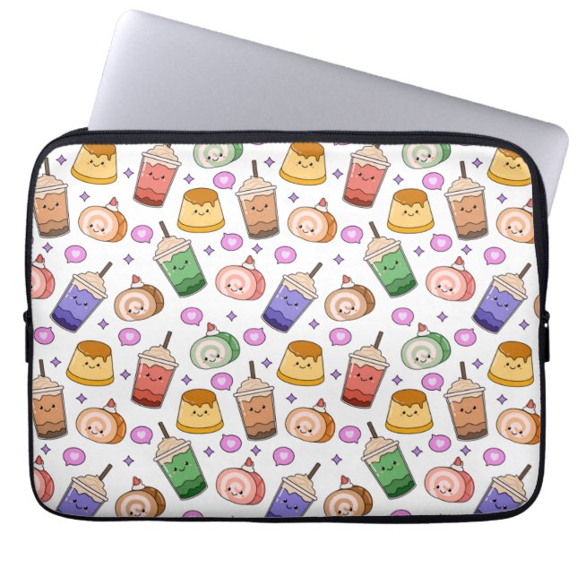 Housse Pour Ordinateur Portable Kawaii Boba Tea Motif (Devant)