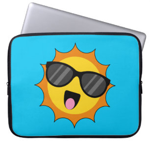 Housse Pour Ordinateur Portable Kawaii Joyeux soleil avec lunettes de soleil