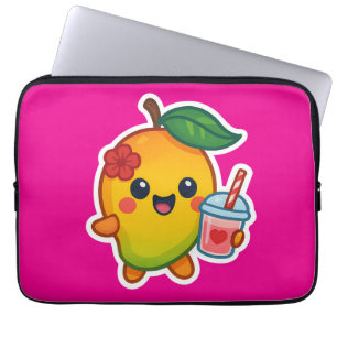 Housse Pour Ordinateur Portable Kawaii Mango - Fruit d'amour avec Smoothi de coeur