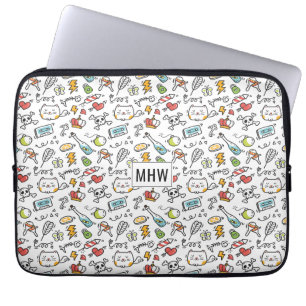 Housse Pour Ordinateur Portable Kawaii Motif personnalisé monogramme de manches d'