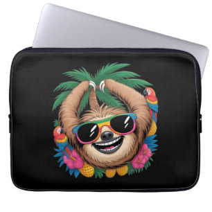 Housse Pour Ordinateur Portable Kawaii Paresseux Tropical – Vibrations Été Douces 