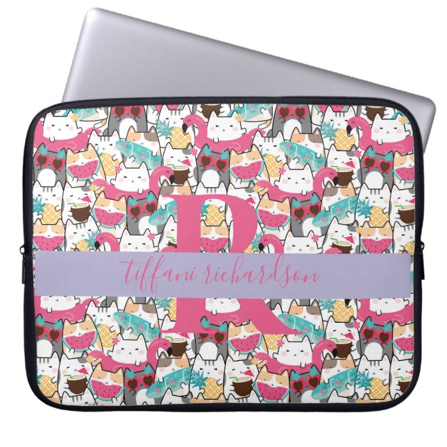 Housse Pour Ordinateur Portable Kawaii Summer Cute Kitty Cats (Devant)