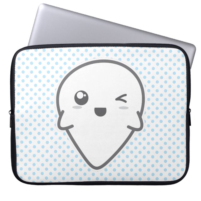 Housse Pour Ordinateur Portable Kawaii Winking Ghost Sleeve ordinateur portable (Devant)