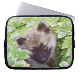 Housse Pour Ordinateur Portable Keeshond Puppy in the Garden Peinture Art original