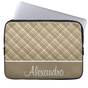 Housse Pour Ordinateur Portable Khaki Vert Et Tan Plaid