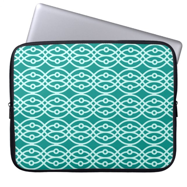 Housse Pour Ordinateur Portable Kimono imprimé, turquoise et aqua (Devant)