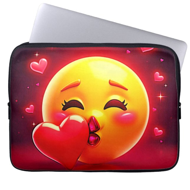 Housse Pour Ordinateur Portable Kiss Emoji: Love and Hearts Art (Devant)