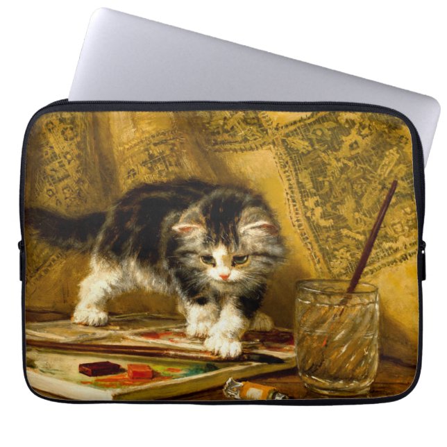 Housse Pour Ordinateur Portable Kitten avec peinture et brosses (Devant)