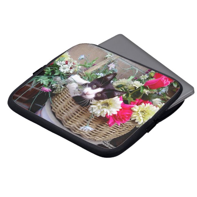 Housse Pour Ordinateur Portable Kitten in a Basket (Devant haut)