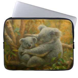 Housse Pour Ordinateur Portable Koala Mother et Joey dans la canopée d'automne