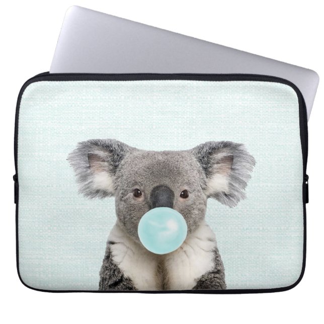 Housse Pour Ordinateur Portable Koala soufflant un chewing-gum bleu    (Devant)
