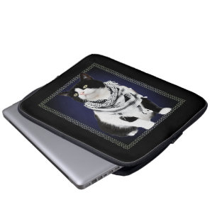 Housse Pour Ordinateur Portable Koufiya Palestinien traditionnel portant un chat