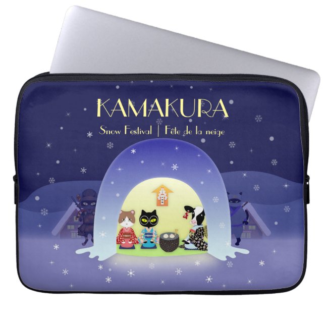 Housse Pour Ordinateur Portable La fête de neige d'Edo-Neko (Devant)