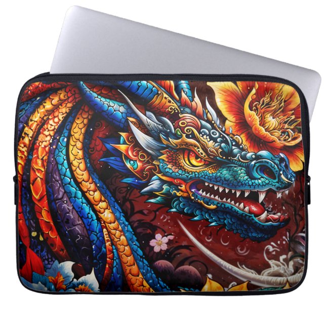 Housse Pour Ordinateur Portable "La Fleur du Dragon" (Devant)