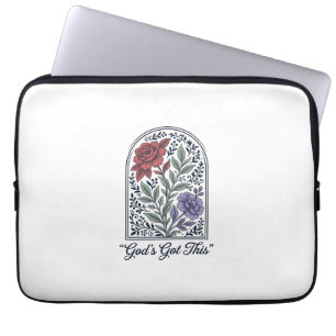Housse Pour Ordinateur Portable La foi florale vintage de Dieu s'en charge