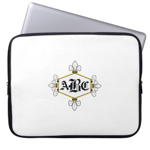 Housse Pour Ordinateur Portable La fourrure de lis, or, ajoutent des initiales/nom