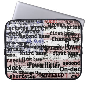 Housse Pour Ordinateur Portable La gloire du baseball Mots du drapeau américain