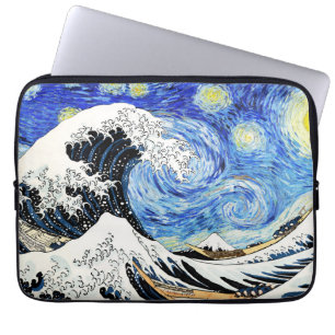 Housse Pour Ordinateur Portable La Grande Vague au large de Kanagawa dans une nuit
